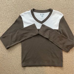 Brandy Melville cream and brown long sleeve